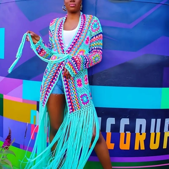 Jackets & Blazers - D2068–(5 colors) RESTOCKED —Colorful Crochet Fringe Cardigan